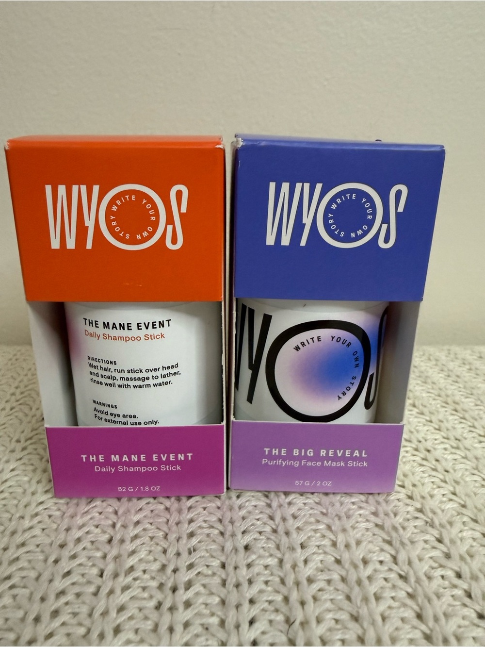 WYOS NWT shampoo stick and face mask Stick set